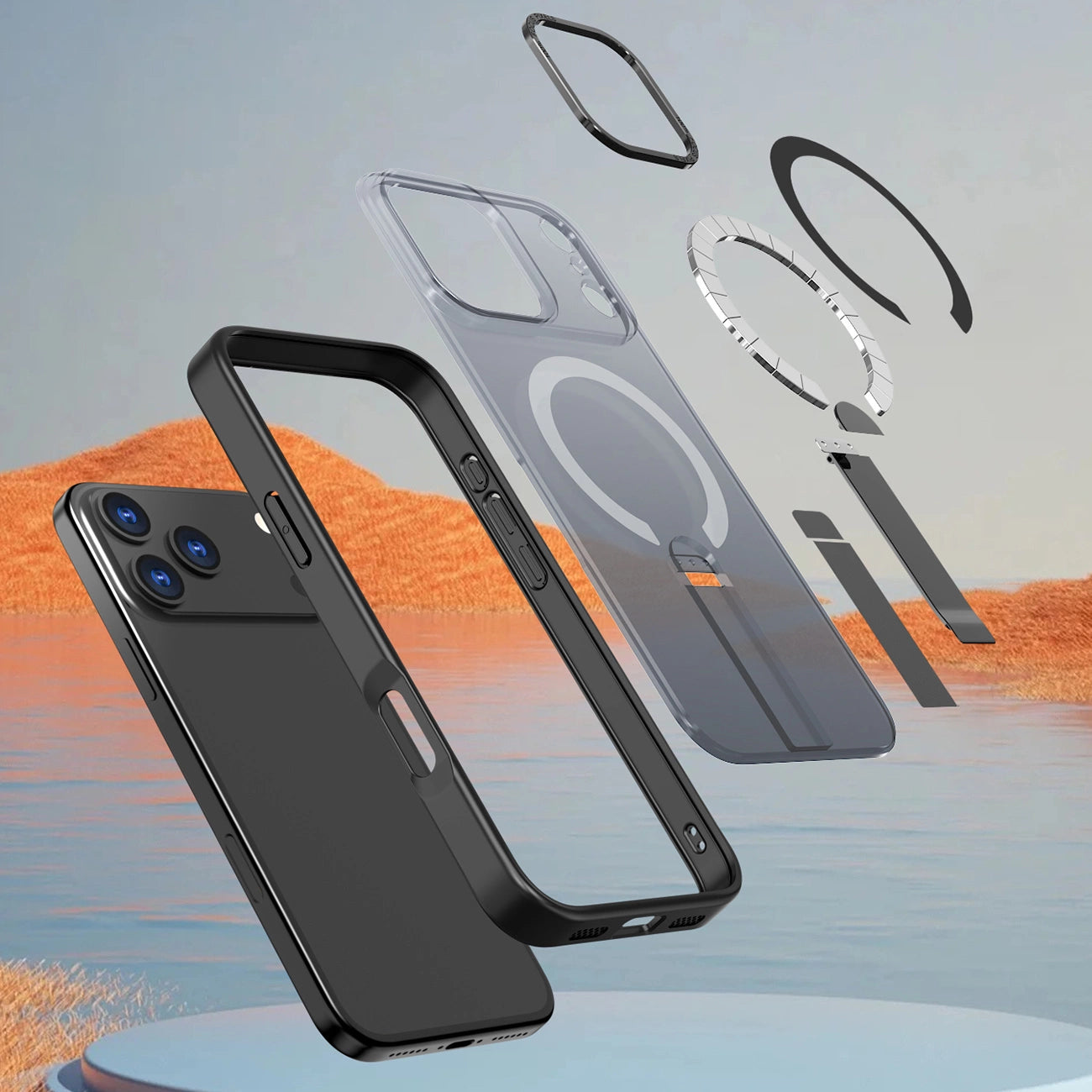 Etui Hybrid Armor X na iPhone 17 Pro z podstawką kompatybilne z MagSafe - czarne_6