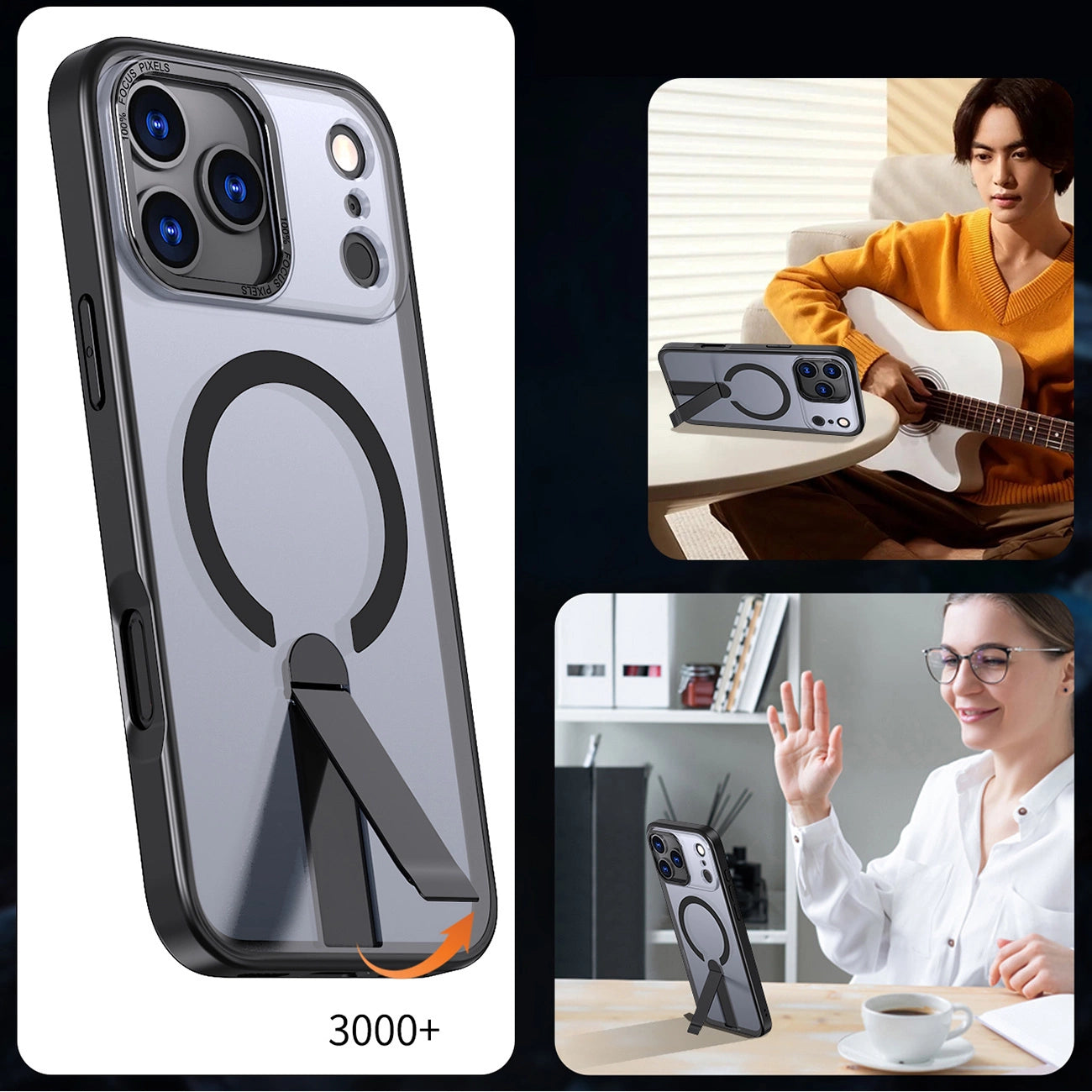 Etui Hybrid Armor X na iPhone 17 Pro Max z podstawką kompatybilne z MagSafe - czarne_7