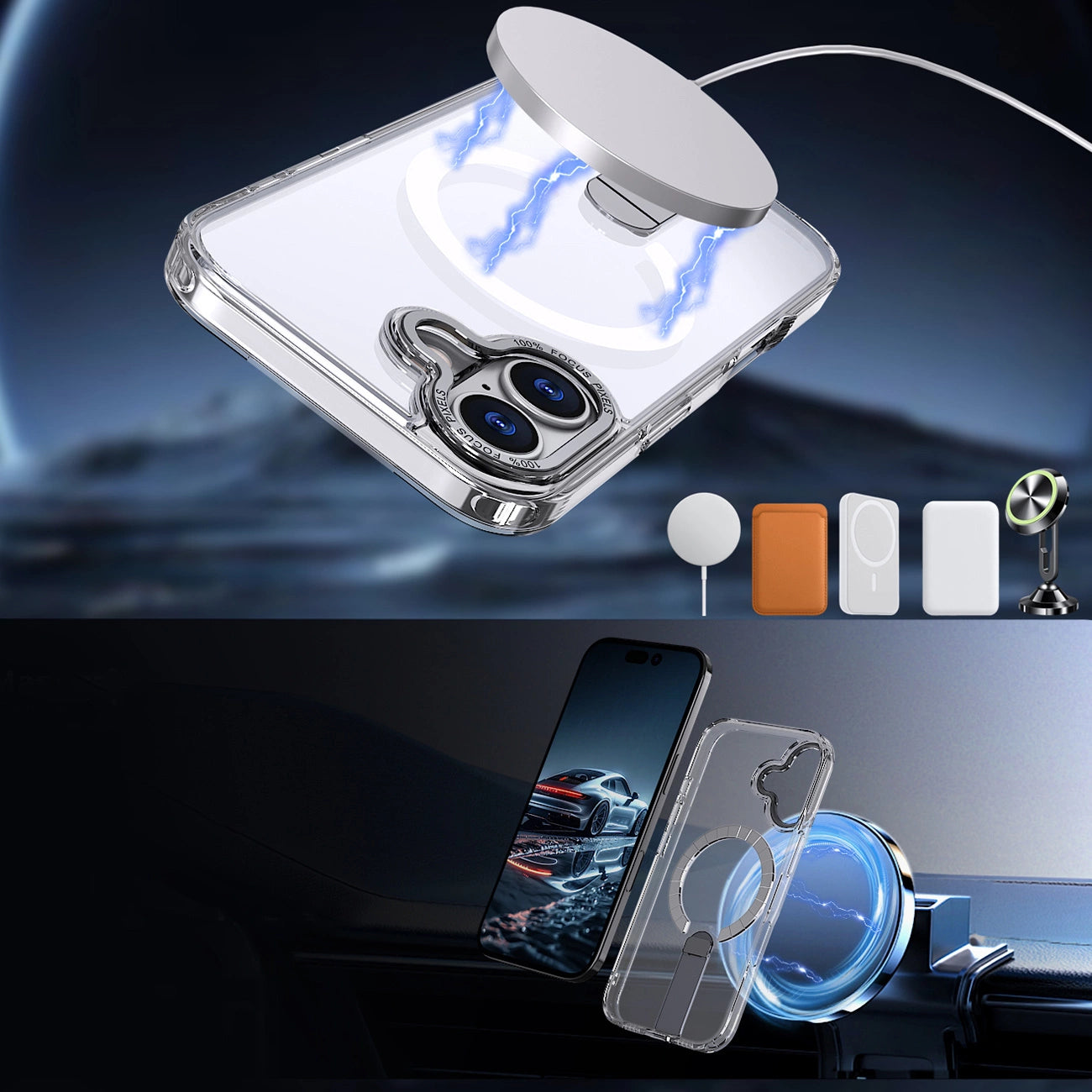 Etui Hybrid Armor X na iPhone 17 z podstawką kompatybilne z MagSafe - przezroczyste_3