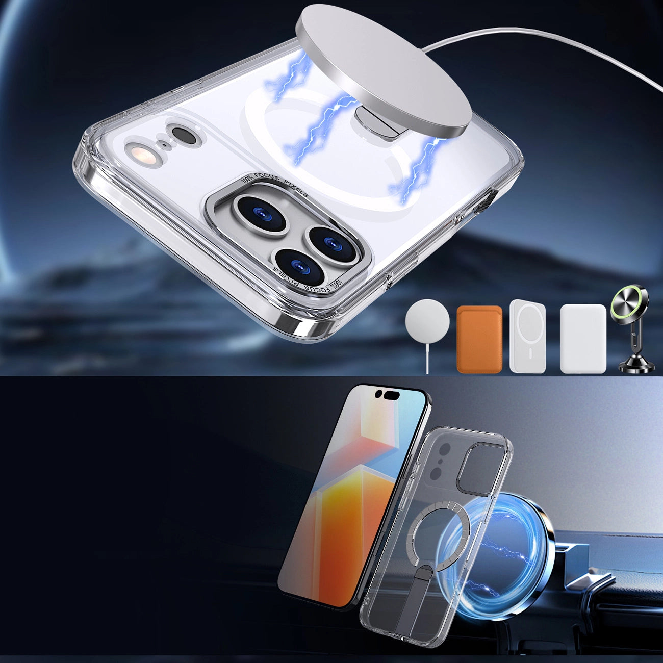 Etui Hybrid Armor X na iPhone 17 Pro z podstawką kompatybilne z MagSafe - przezroczyste_2