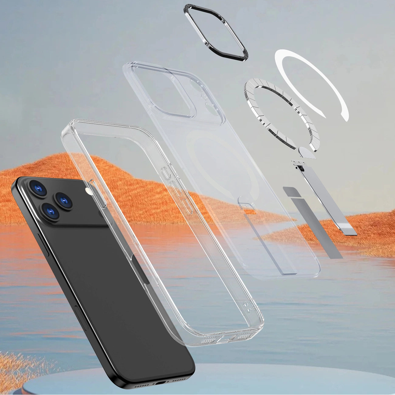 Etui Hybrid Armor X na iPhone 17 Pro z podstawką kompatybilne z MagSafe - przezroczyste_5