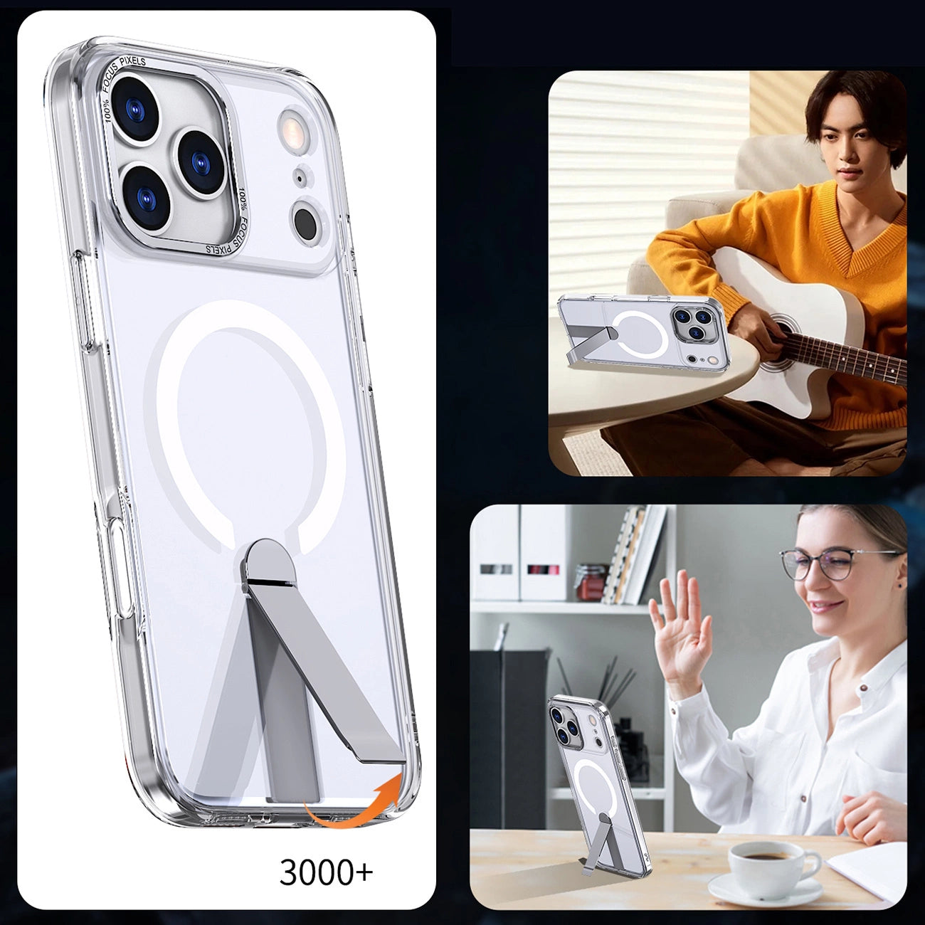 Etui Hybrid Armor X na iPhone 17 Pro z podstawką kompatybilne z MagSafe - przezroczyste_6