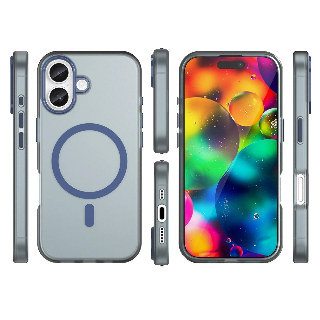 Etui Magnetic Abrasive na iPhone 17 kompatybilne z MagSafe - matowe niebieskie_1