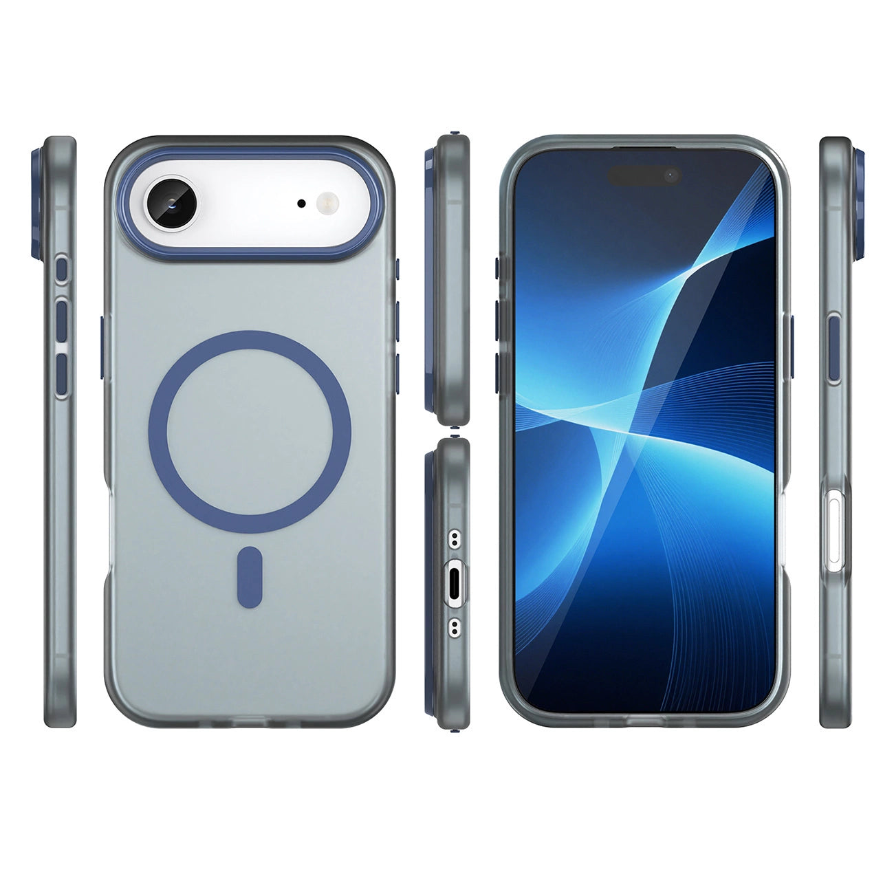 Etui Magnetic Abrasive na iPhone 17 Air kompatybilne z MagSafe - matowe niebieskie_2