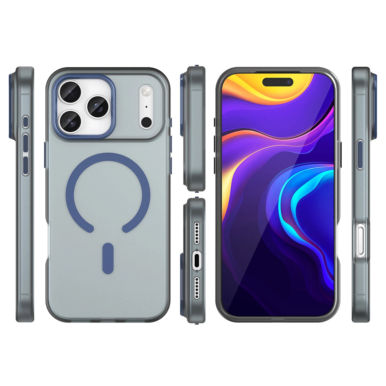 Etui Magnetic Abrasive na iPhone 17 Pro kompatybilne z MagSafe - matowe niebieskie_2