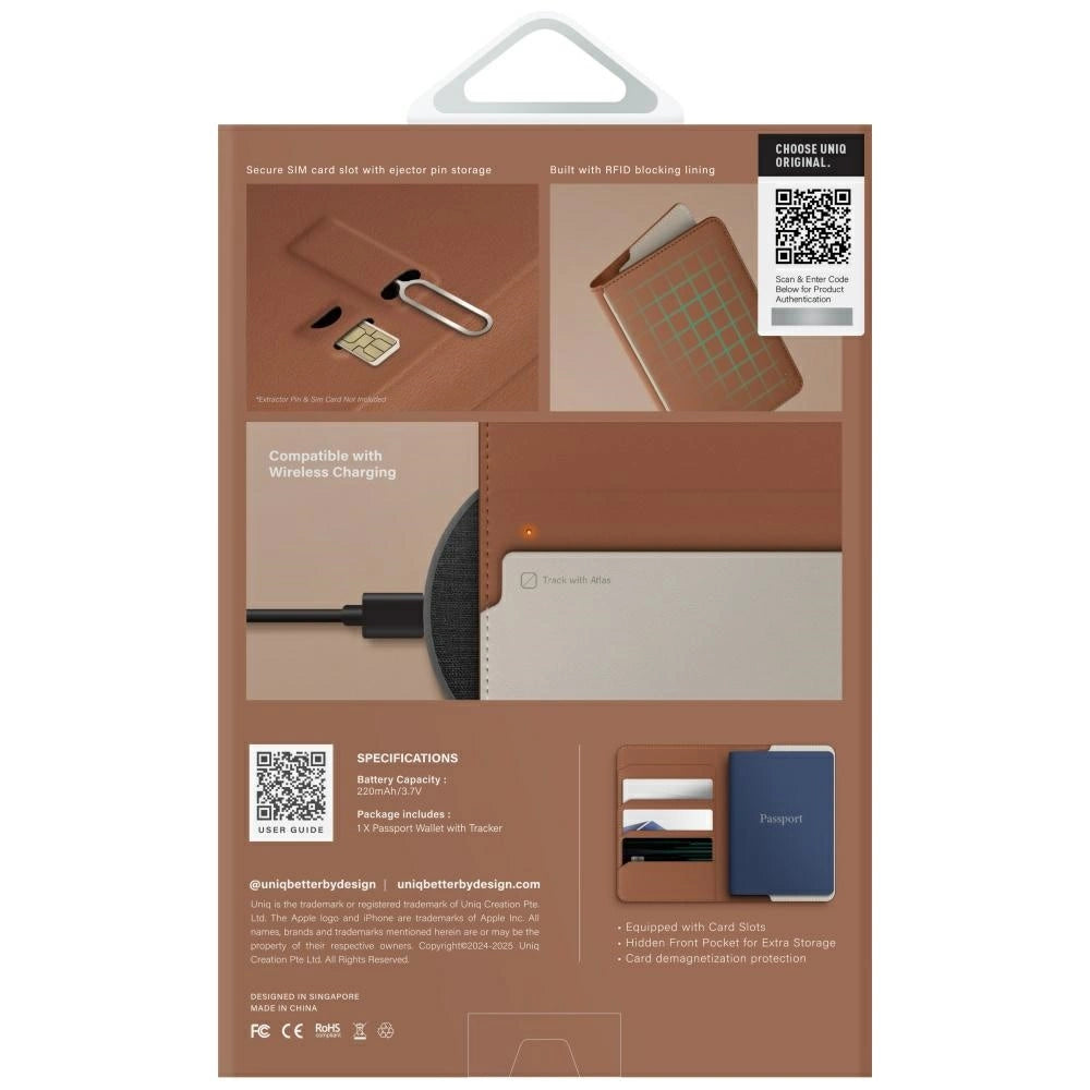 Etui na paszport UNIQ Belmont z Apple Find My blokada RFID karmelowy beżowy_6
