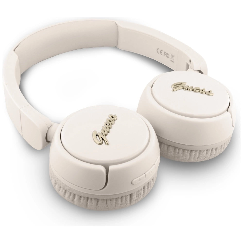 Guess Metal Logo Script Over-Ear Headphones - Beige_2