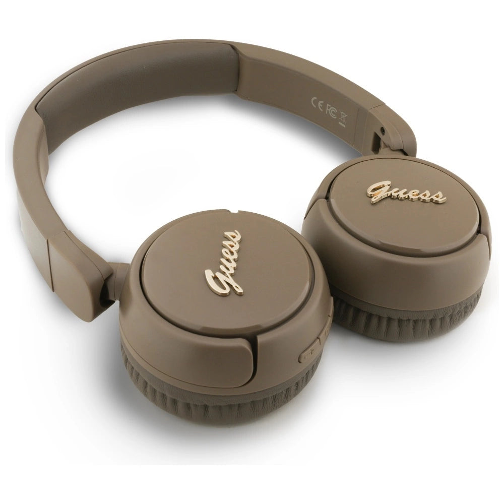 Guess Metal Logo Script Over-Ear Headphones - Brown_2