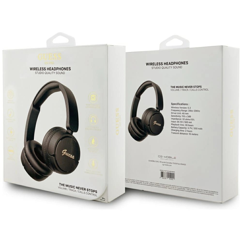 Guess Metal Logo Script Over-Ear Headphones - Black_3