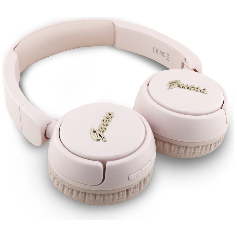 Guess Metal Logo Script Over-Ear Headphones - Pink_2