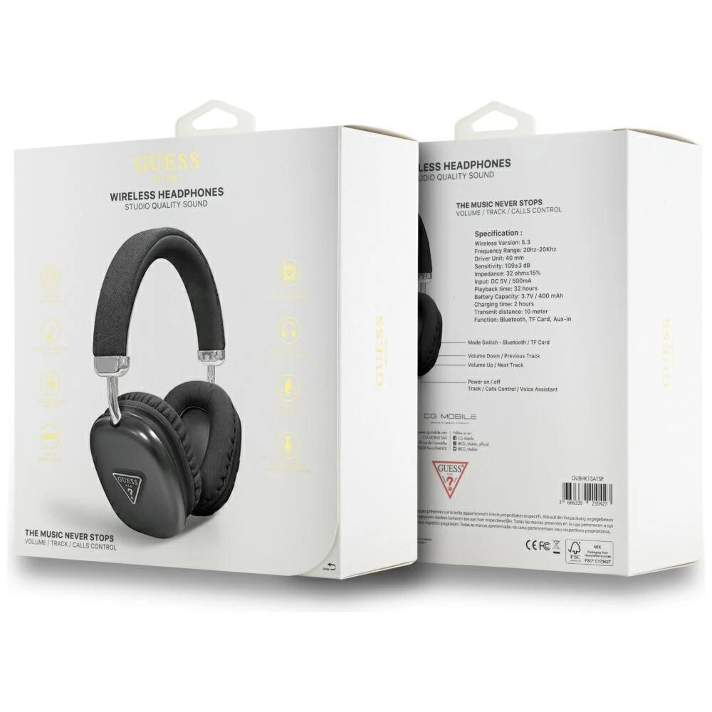 Guess Metallic Triangle Logo Over-Ear Headphones - Black_3