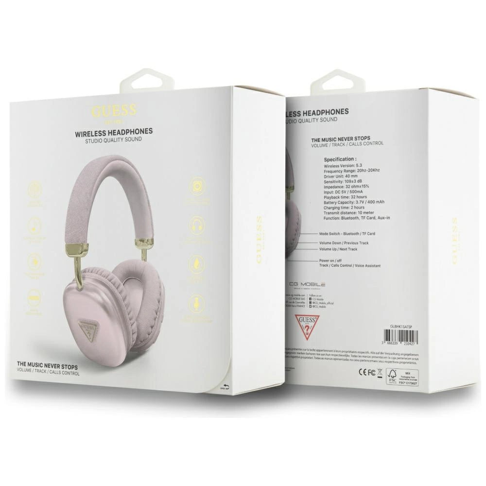 Guess Metallic Triangle Logo Over-Ear Headphones - Pink_3