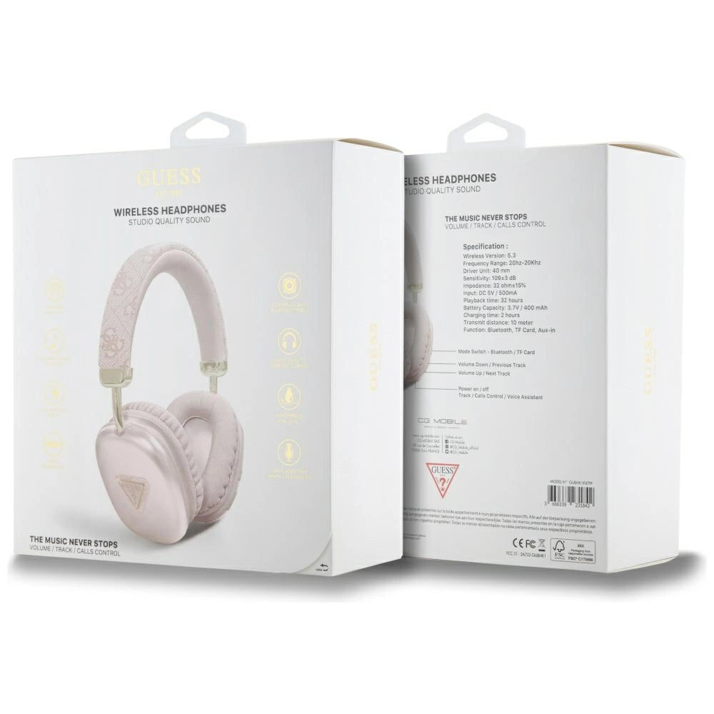 Guess Triangle Logo Over-Ear Headphones - Pink_3