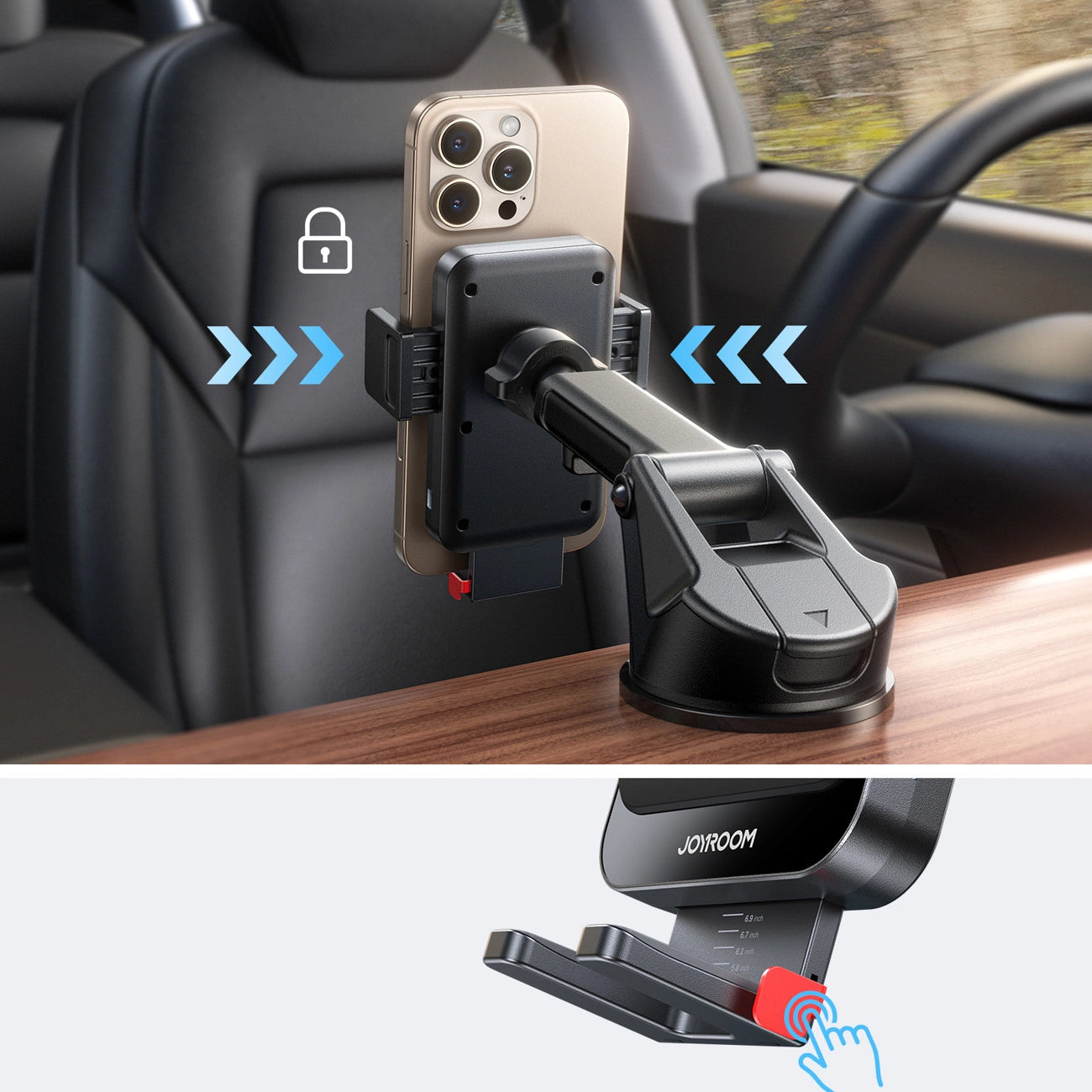 Joyroom JR-ZS241S car mount with inductive charger for dashboard - black_2
