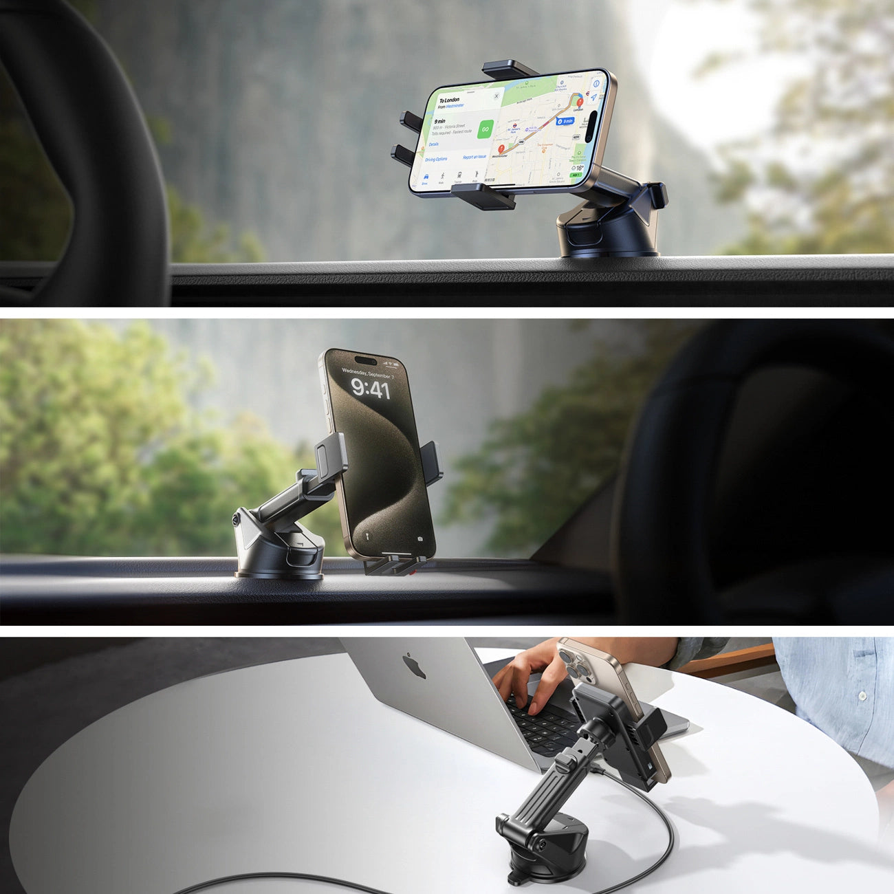 Joyroom JR-ZS241S car mount with inductive charger for dashboard - black_4