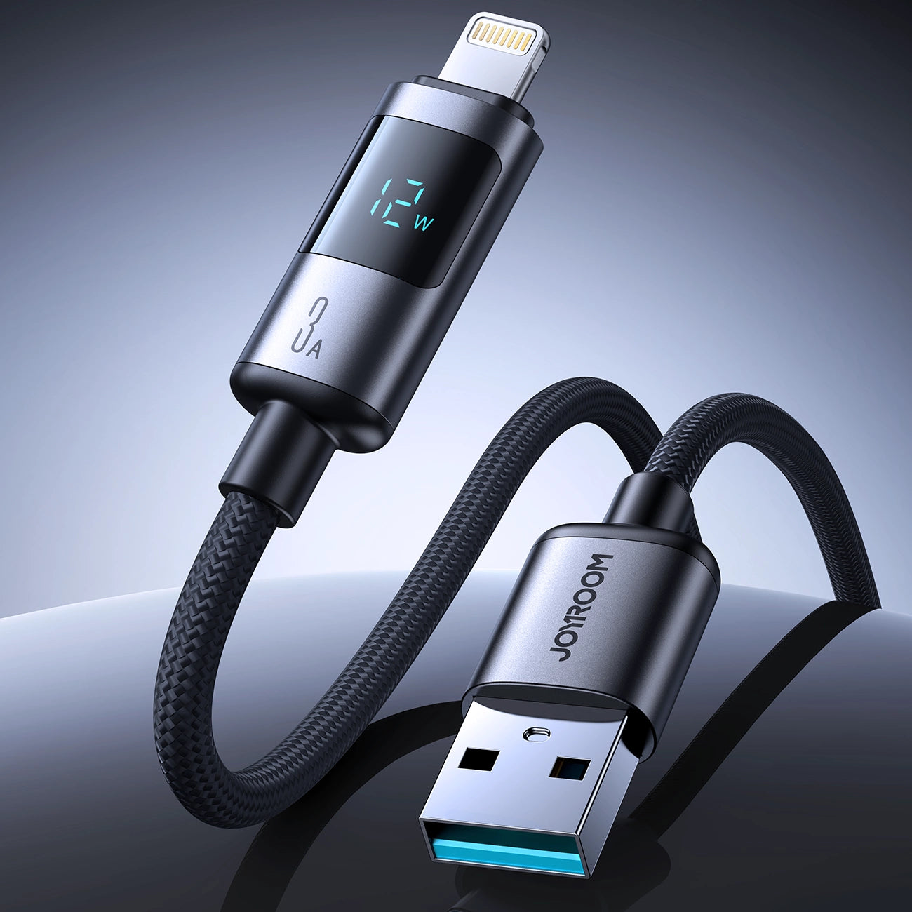 Joyroom S-A16 Pro Prism Series 3A USB-A - Lightning Cable with Display 1.2m - Black_2
