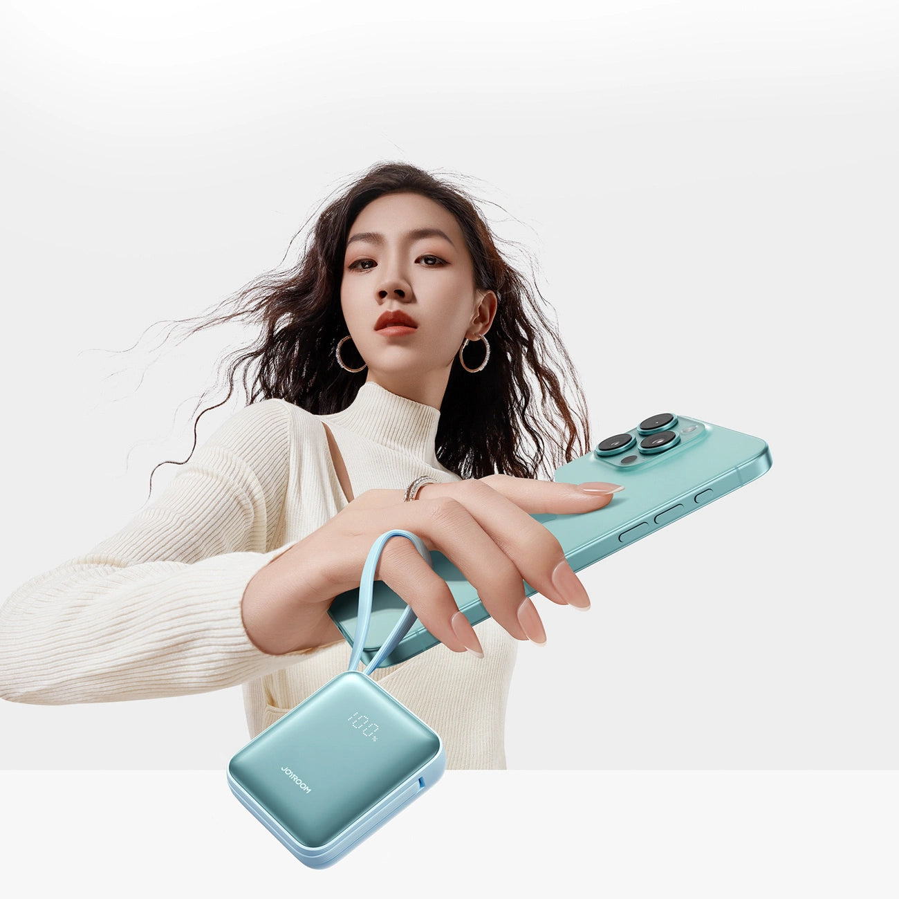 Joyroom JR-PBF27 22.5W 10000mAh Powerbank with Two Built-in Cables - Blue_6
