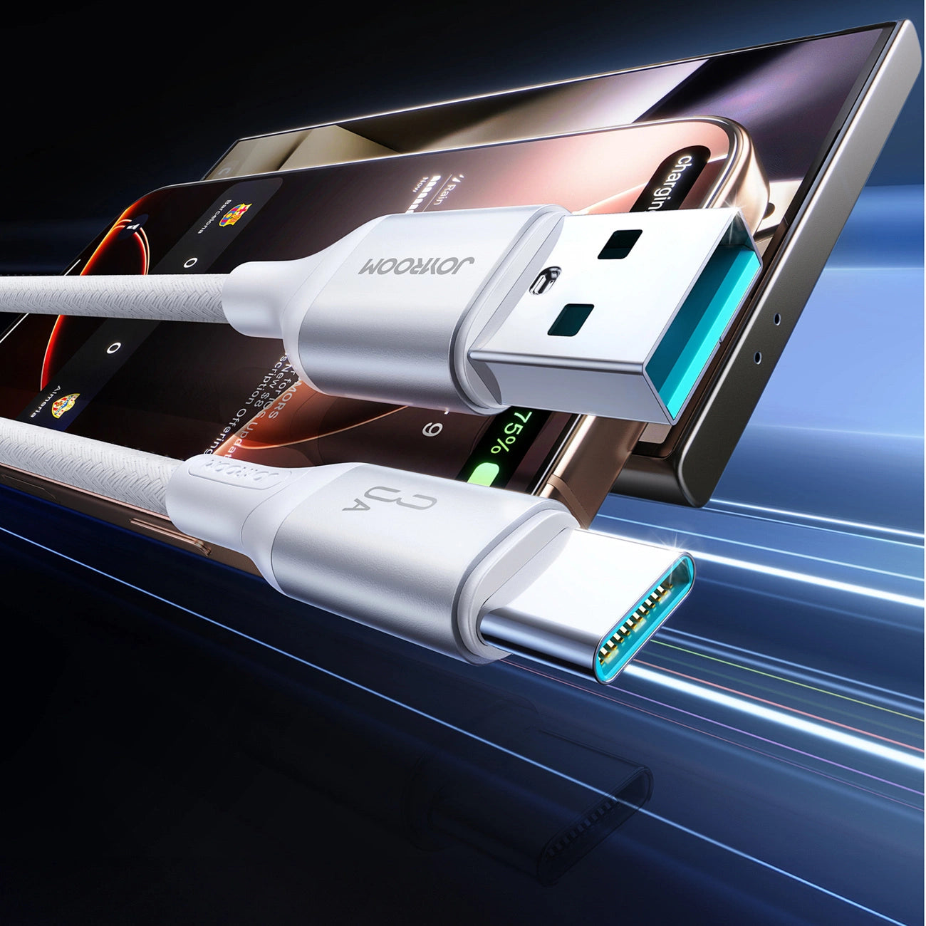 Joyroom S-A28 Flash Series 3A USB-A - USB-C Cable 1m - White_1