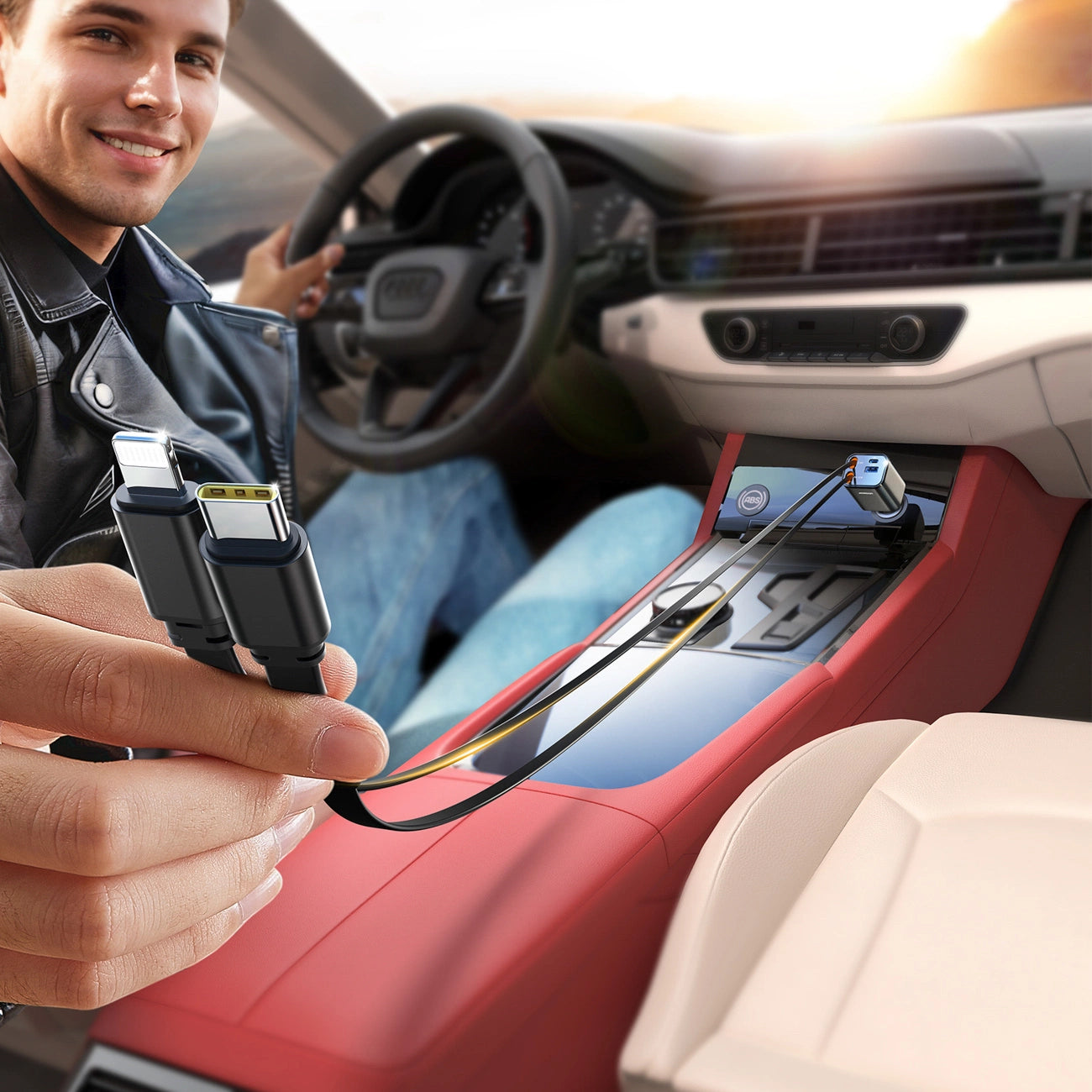 Joyroom JR-CCL05 30W 4-in-1 Car Charger with 2 Built-in Retractable Cables - Dark Gray_2