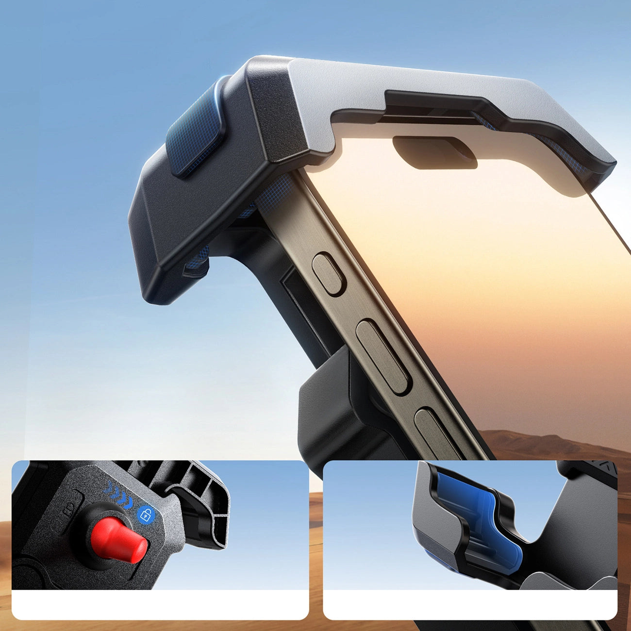 Joyroom JR-ZS428 shockproof handlebar holder for motorcycle, bike, scooter - black_2