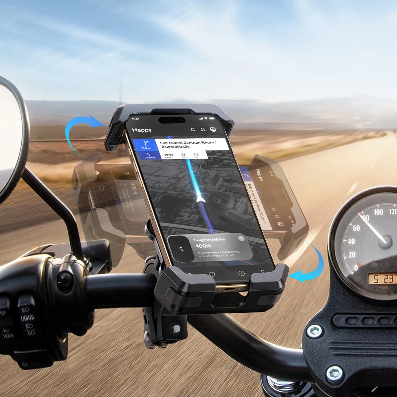 Joyroom JR-ZS428 shockproof handlebar holder for motorcycle, bike, scooter - black_3