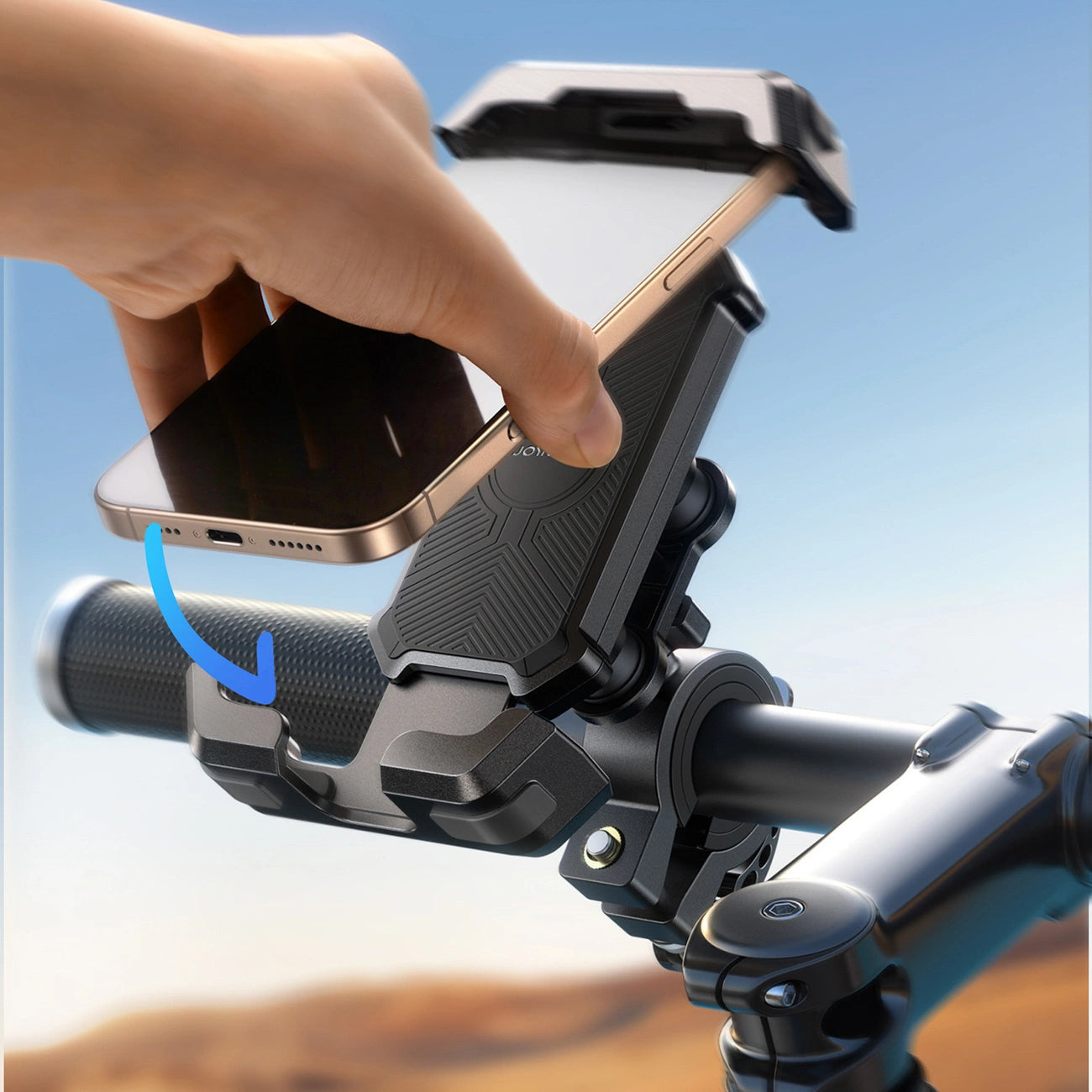 Joyroom JR-ZS428 shockproof handlebar holder for motorcycle, bike, scooter - black_5