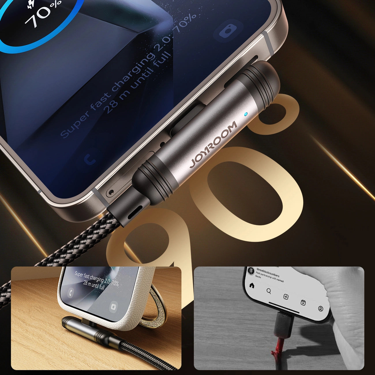 Joyroom S-A56 EnjoyX Series 90° USB-A - USB-C 3A cable 1.2m - black_3