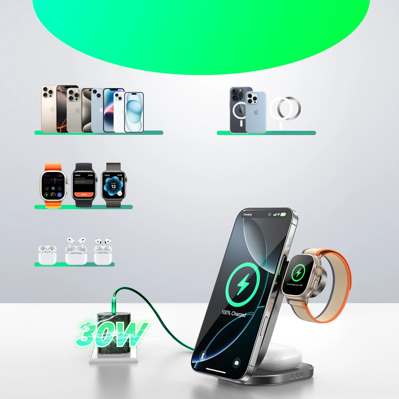 Joyroom JR-W17 Qi 3-in-1 Wireless Inductive Charger - Black_2