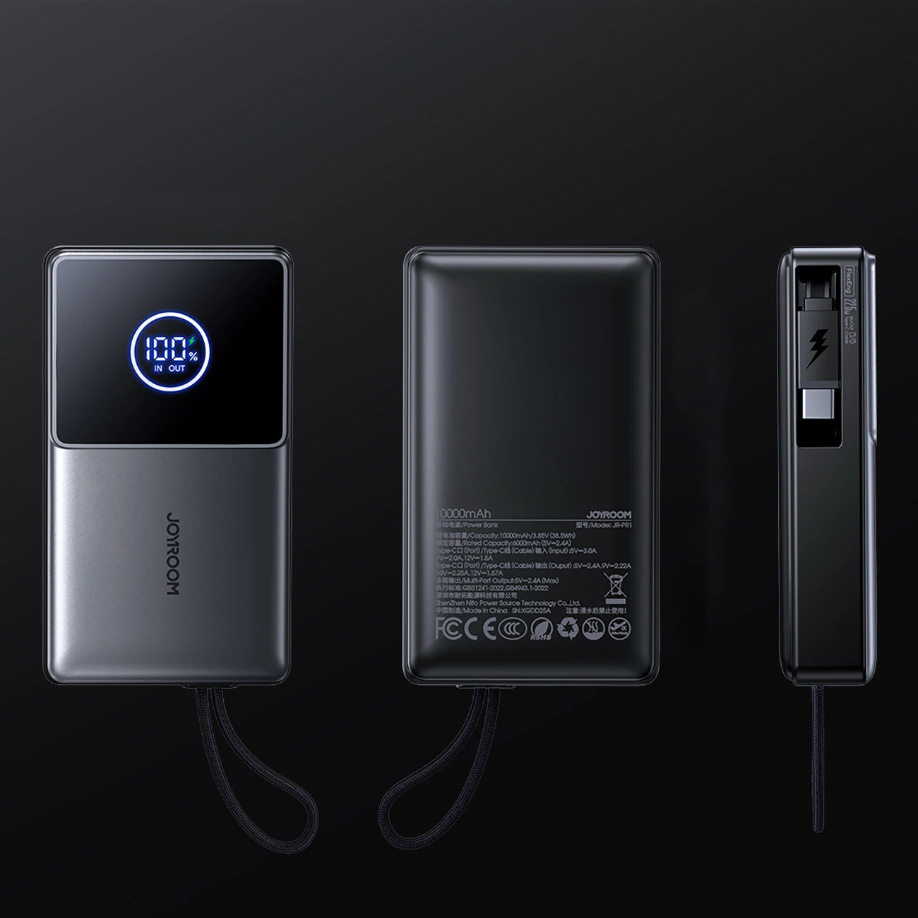 Joyroom JR-PR1 10000mAh 22.5W Powerbank with Built-in Retractable USB-C Cable - Black_13