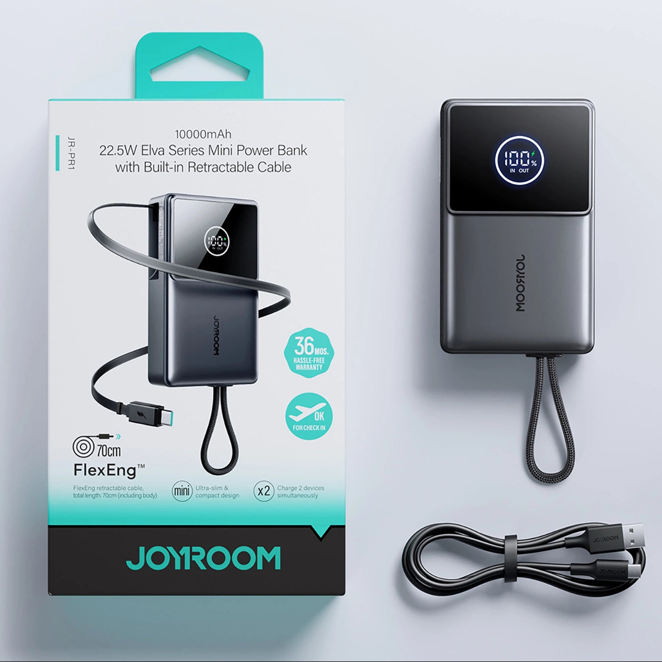 Joyroom JR-PR1 10000mAh 22.5W Powerbank with Built-in Retractable USB-C Cable - Black_14