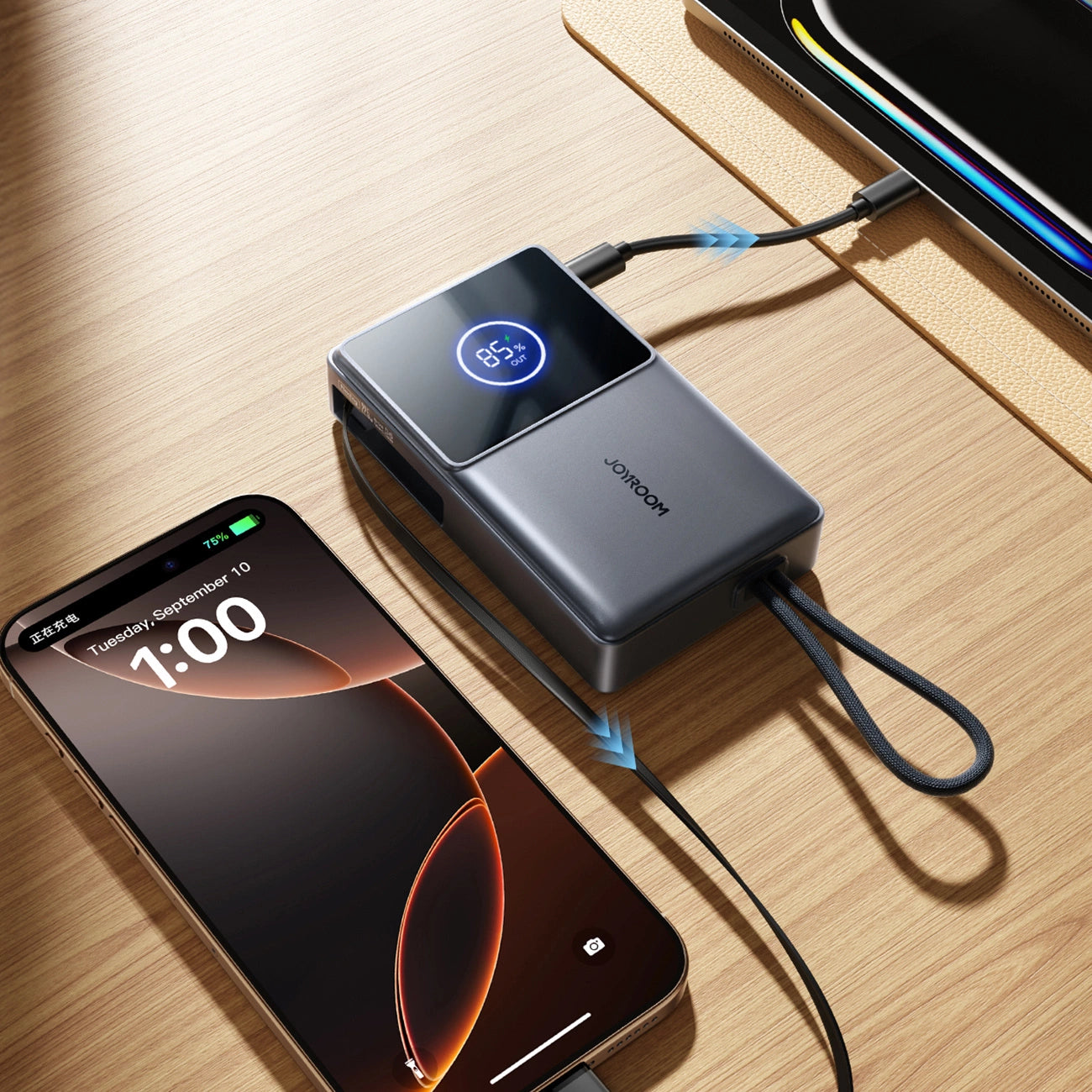 Joyroom JR-PR1 10000mAh 22.5W Powerbank with Built-in Retractable USB-C Cable - Black_6