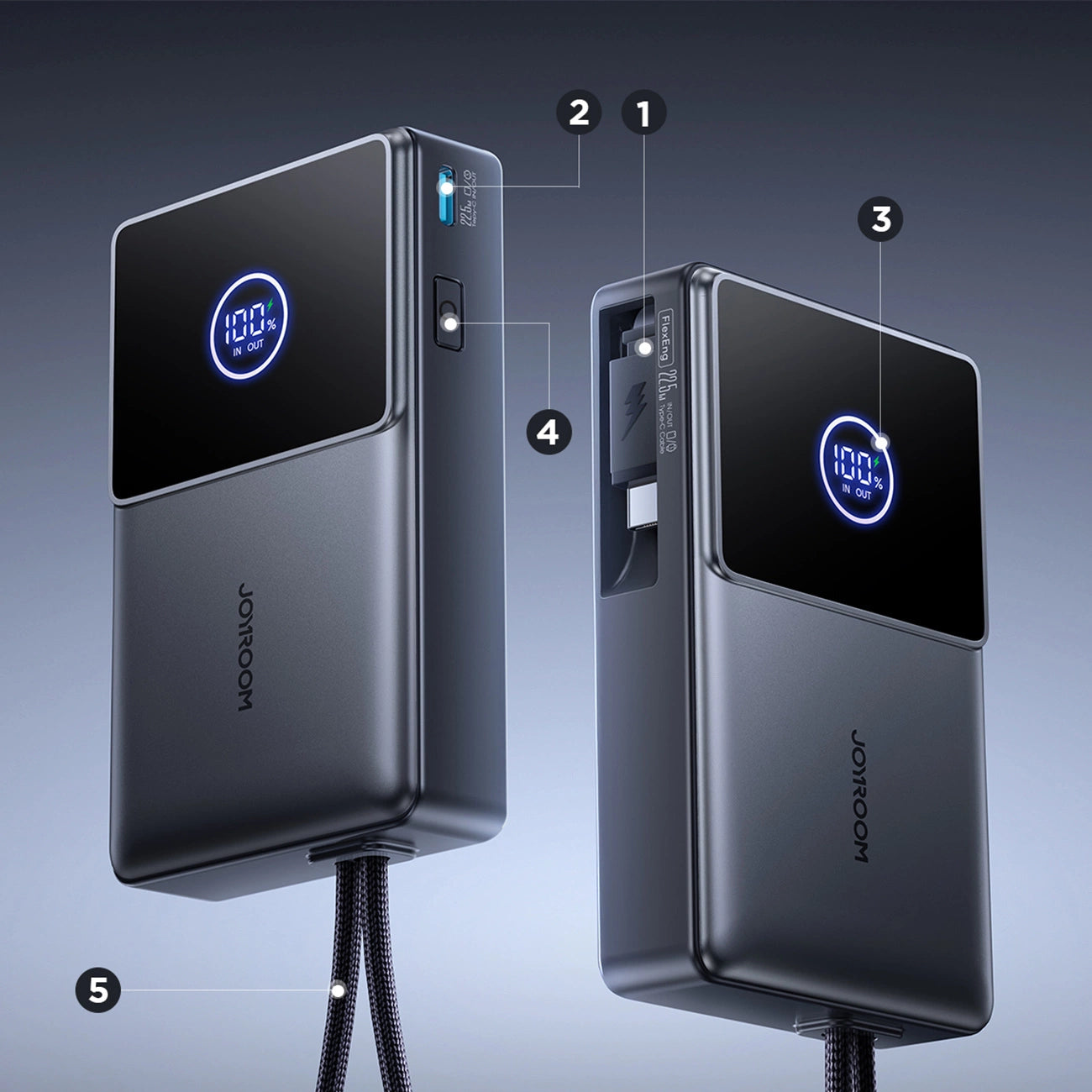 Joyroom JR-PR1 10000mAh 22.5W Powerbank with Built-in Retractable USB-C Cable - Black_7