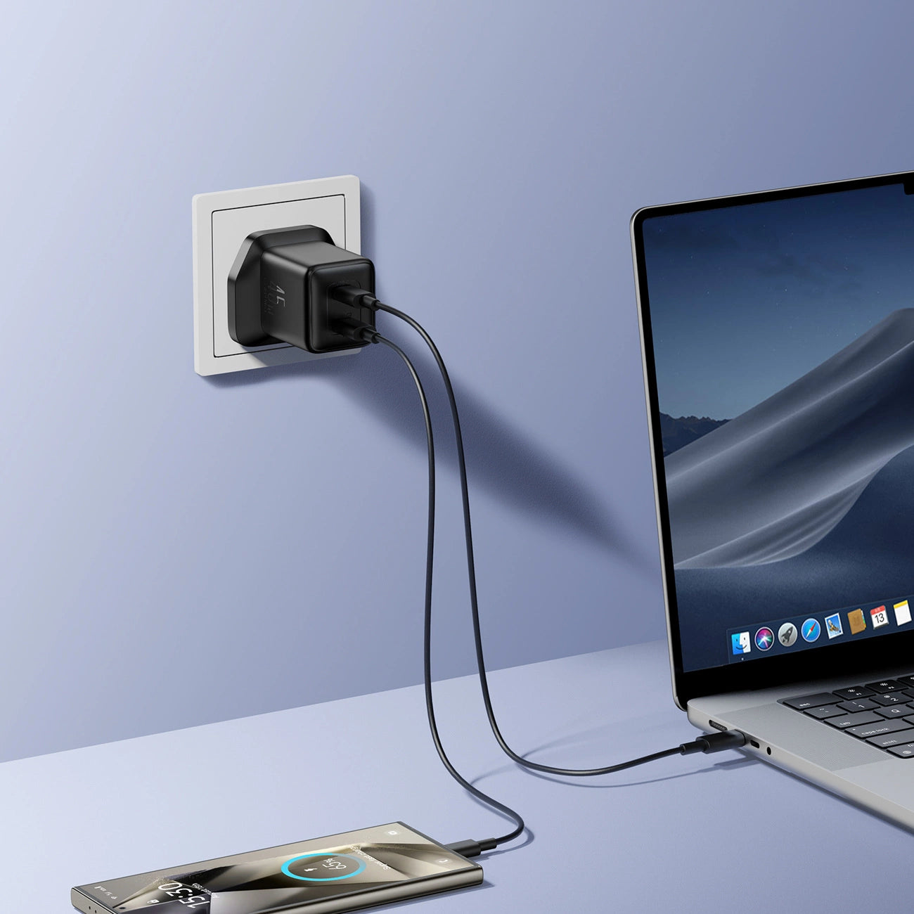 Joyroom JR-TCG17 45W 2 x USB-C wall charger (UK plug) - black_5