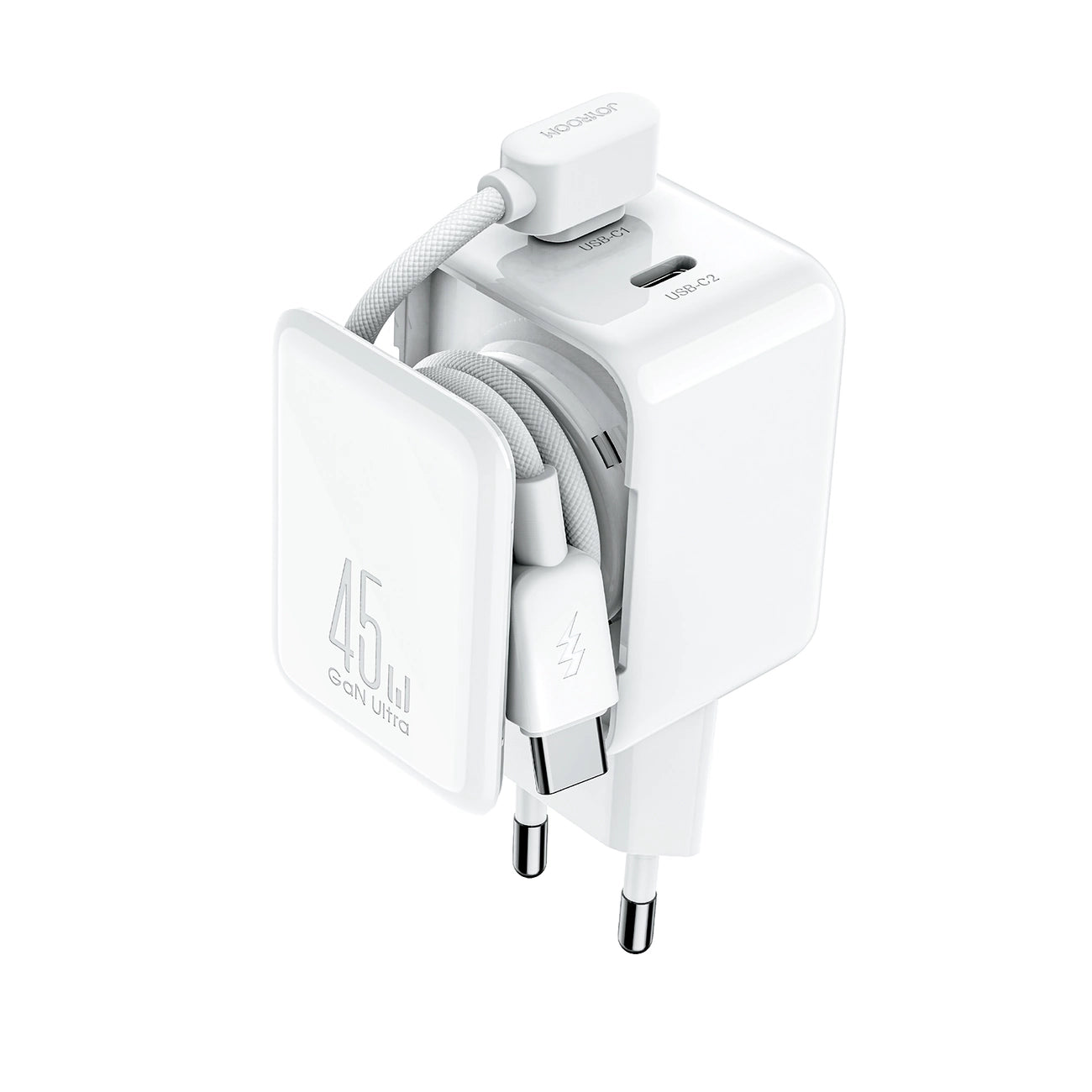 Joyroom JR-TCL05 45W GaN Wall Charger with Cable Organizer - White_0