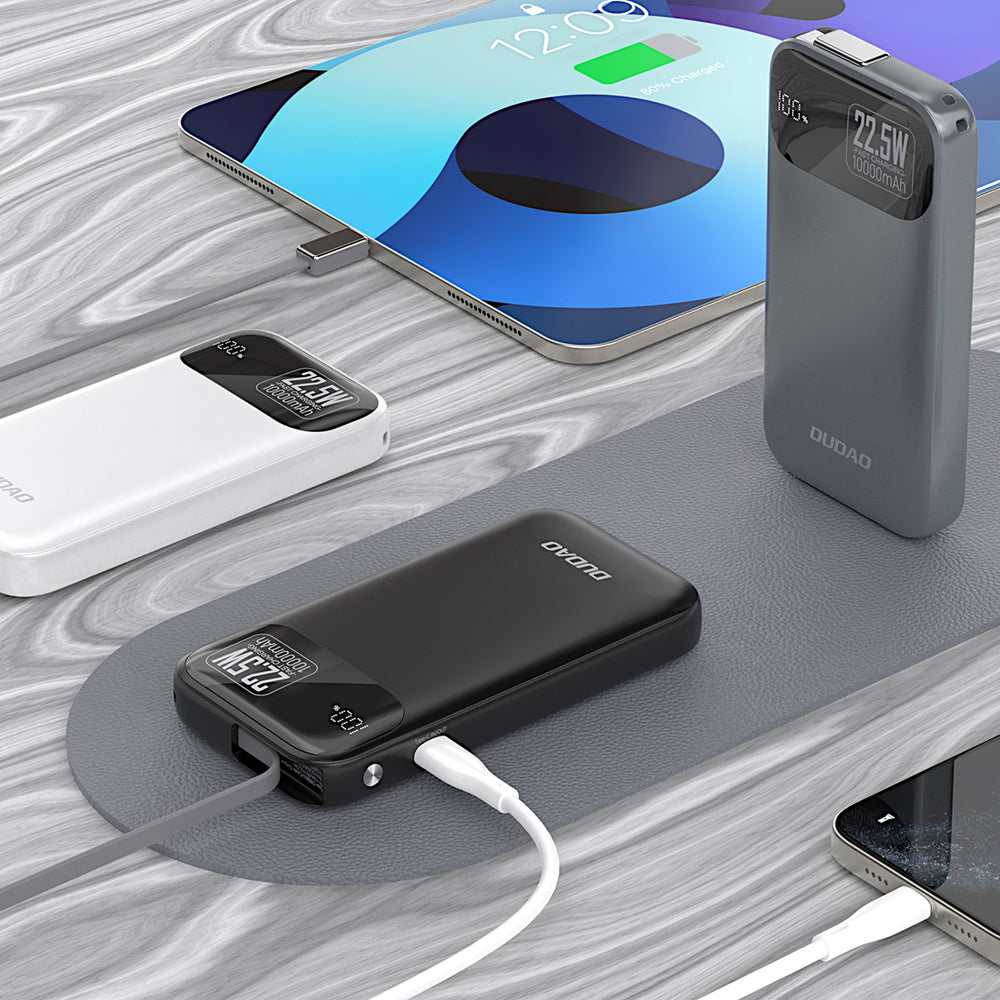 Dudao K31 10000 mAh 22.5W PD Powerbank with Built-in Cable - Gray_3