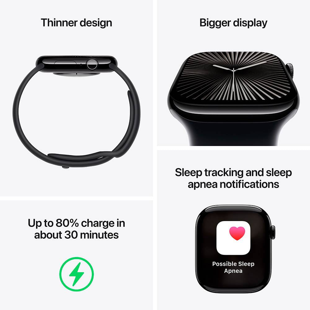 Apple Watch Series 10 / GPS / 46mm / Caixa de Alumínio / Correia Deportiva Azul Denim M/L