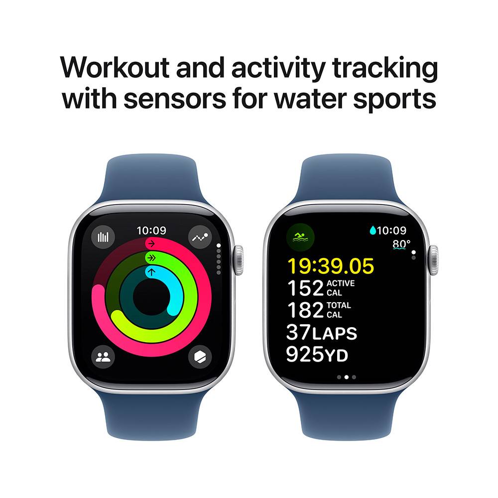 Apple Watch Series 10 / GPS / 46mm / Caixa de Alumínio / Correia Deportiva Azul Denim M/L