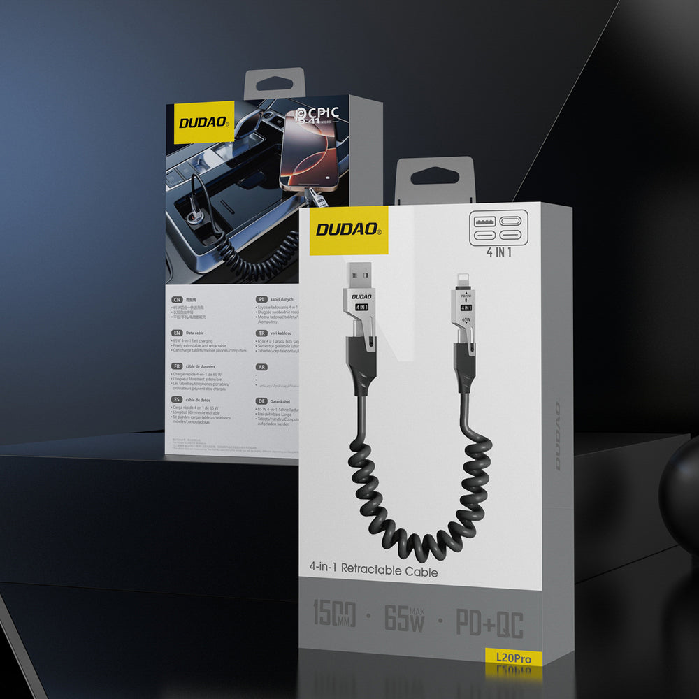 Dudao L20 Pro 4-in-1 USB-A / USB-C - Lightning / USB-C Cable - Black_1