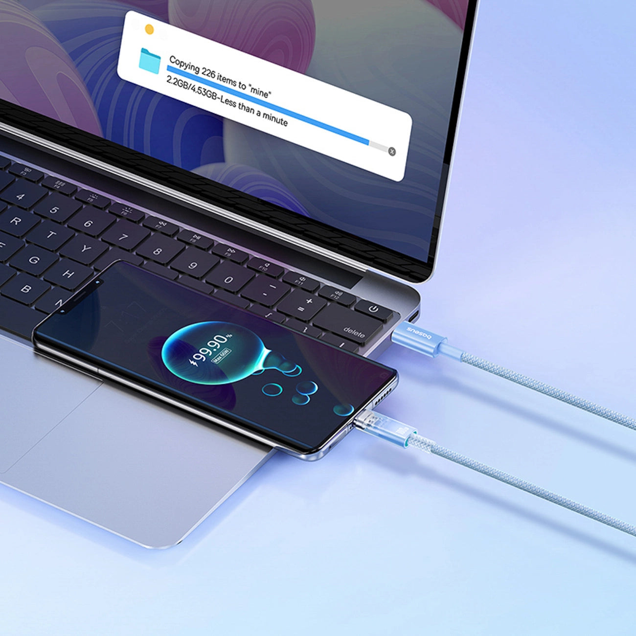 Baseus Explorer 100W USB-C - USB-C Cable with Intelligent Temperature Sensor 1m - Blue_11