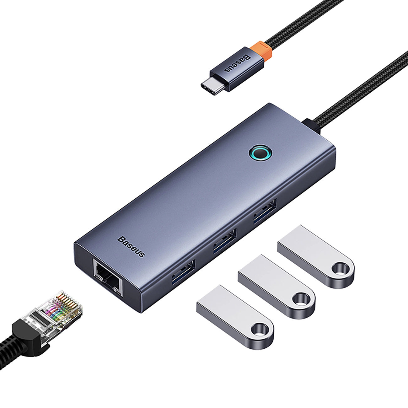 Baseus UltraJoy 4in1 USB-C Hub 3 x USB-A 3.0 + RJ45 - Gray_5