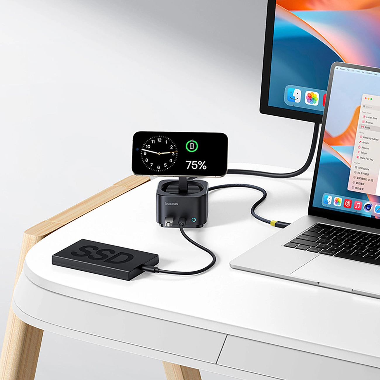 Baseus MagPro Series II 7-in-1 USB-C Hub with MagSafe-compatible Charger 15W + HDMI + USB-A + USB-C + SD/TF - Black_8