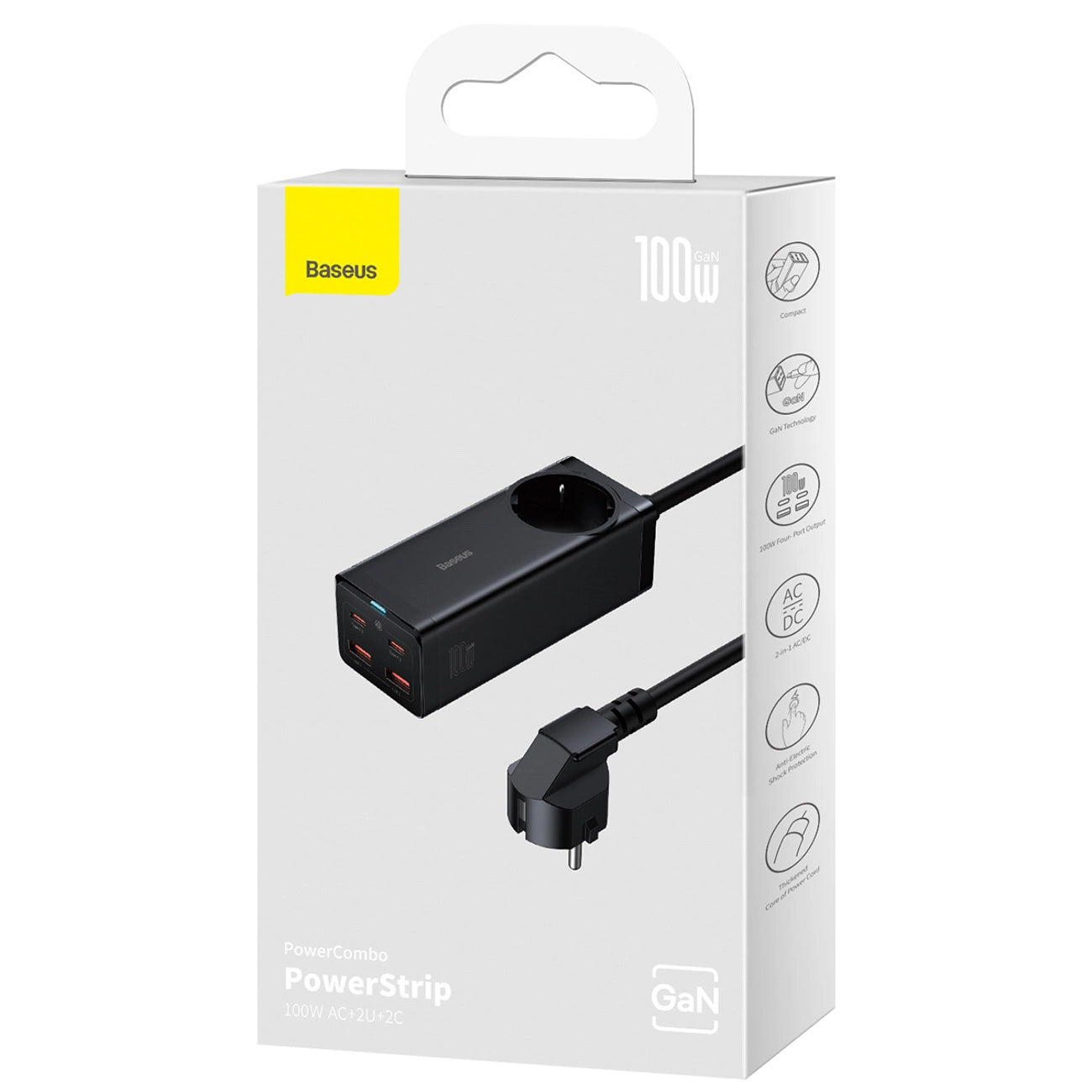 Baseus GaN3 Pro 100W EU Charging Station + 2 x USB-A + 2 x USB-C with 1m Cable Baseus Xiaobai USB-C 100W - Black_10