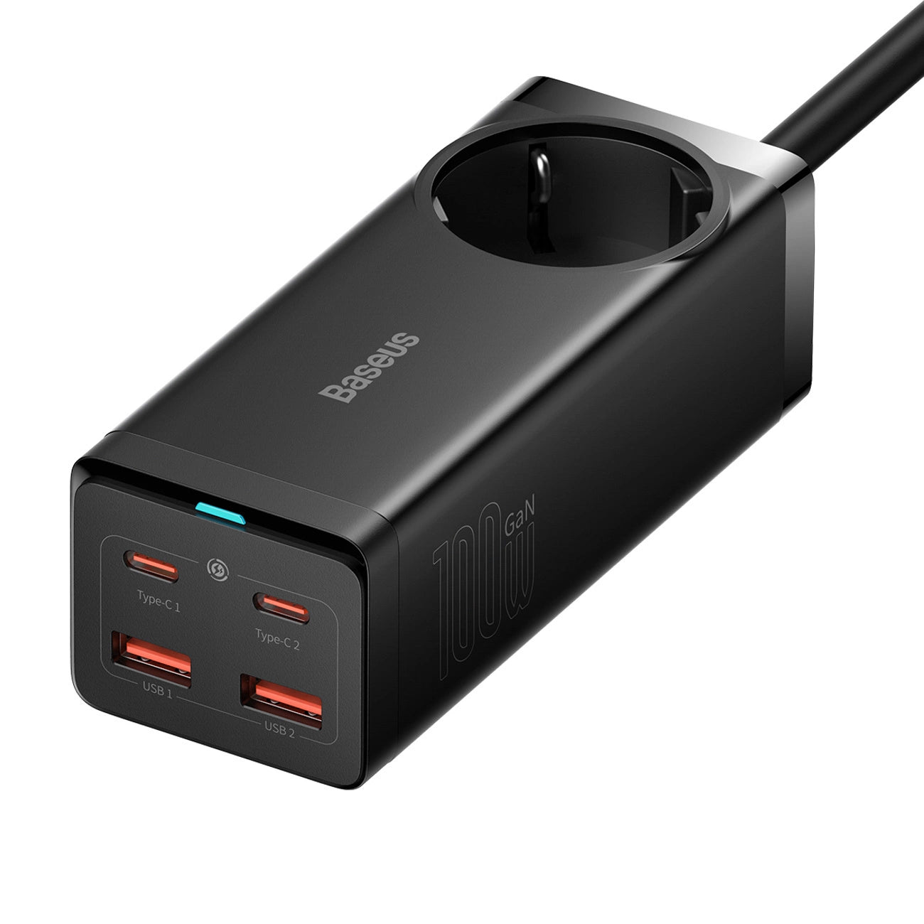 Baseus GaN3 Pro 100W EU Charging Station + 2 x USB-A + 2 x USB-C with 1m Cable Baseus Xiaobai USB-C 100W - Black_1