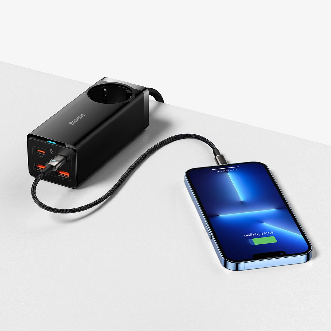 Baseus GaN3 Pro 100W EU Charging Station + 2 x USB-A + 2 x USB-C with 1m Cable Baseus Xiaobai USB-C 100W - Black_8