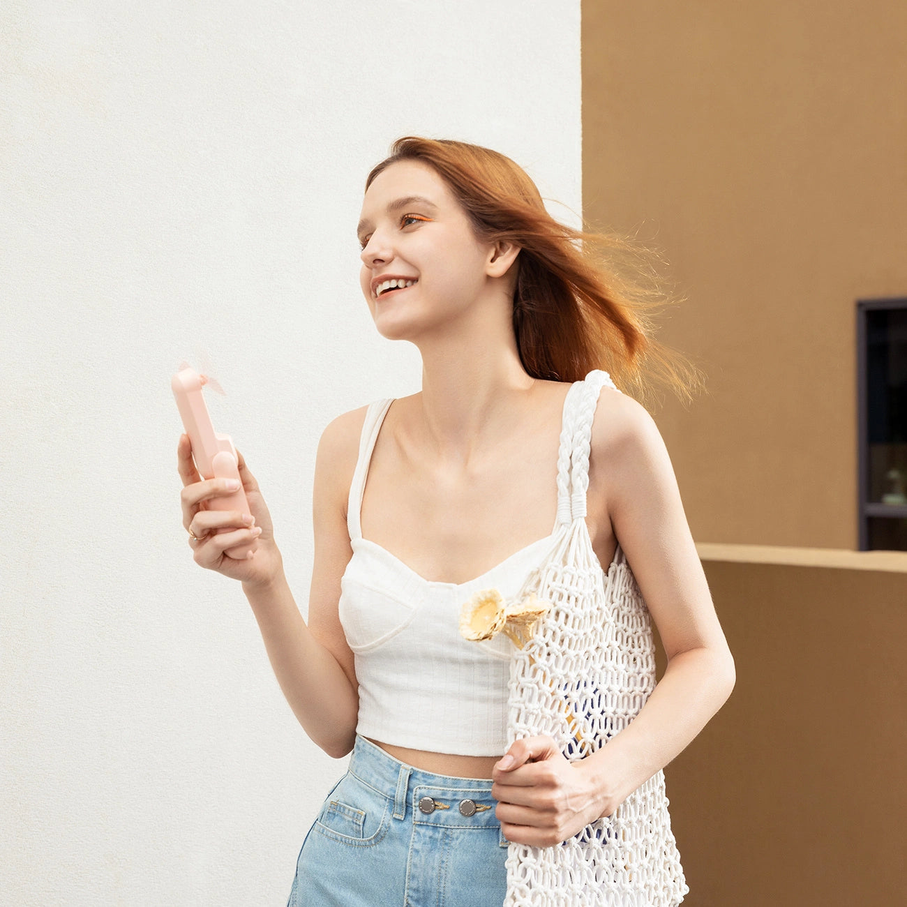 Jisulife Handheld Fan Life8 Mini Portable USB Fan with Power Bank and Flashlight - Pink_4