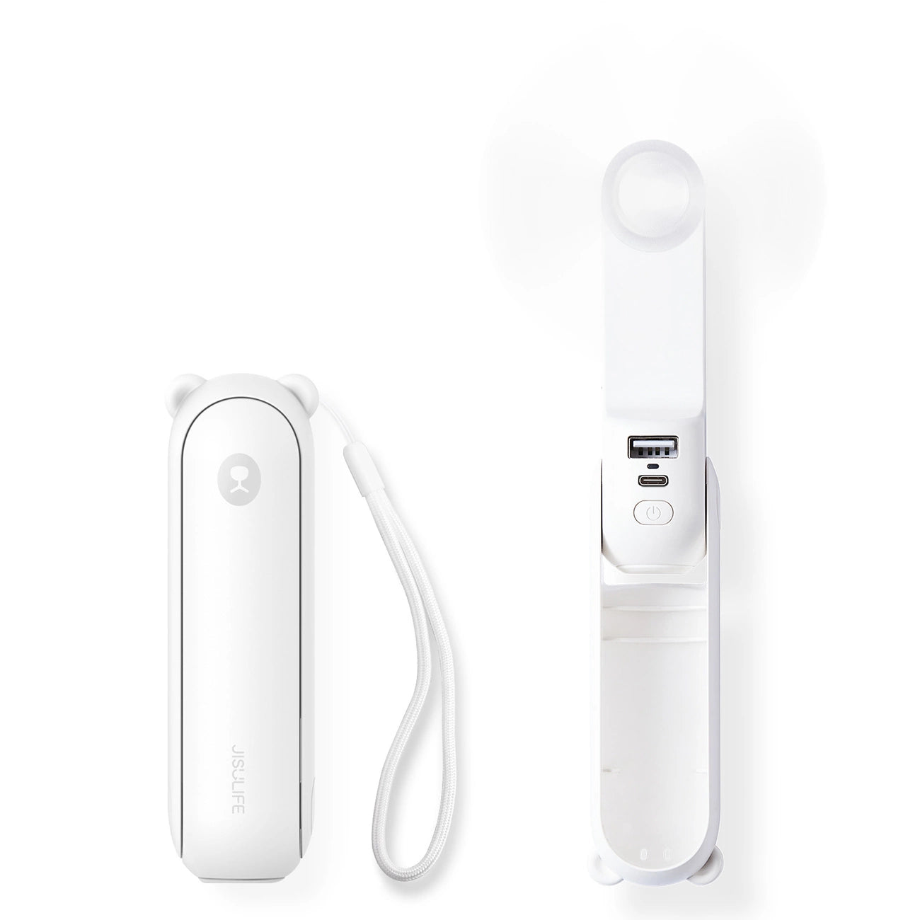 Jisulife Handheld Fan Life8 Portable USB Fan with Power Bank and Flashlight - White_0