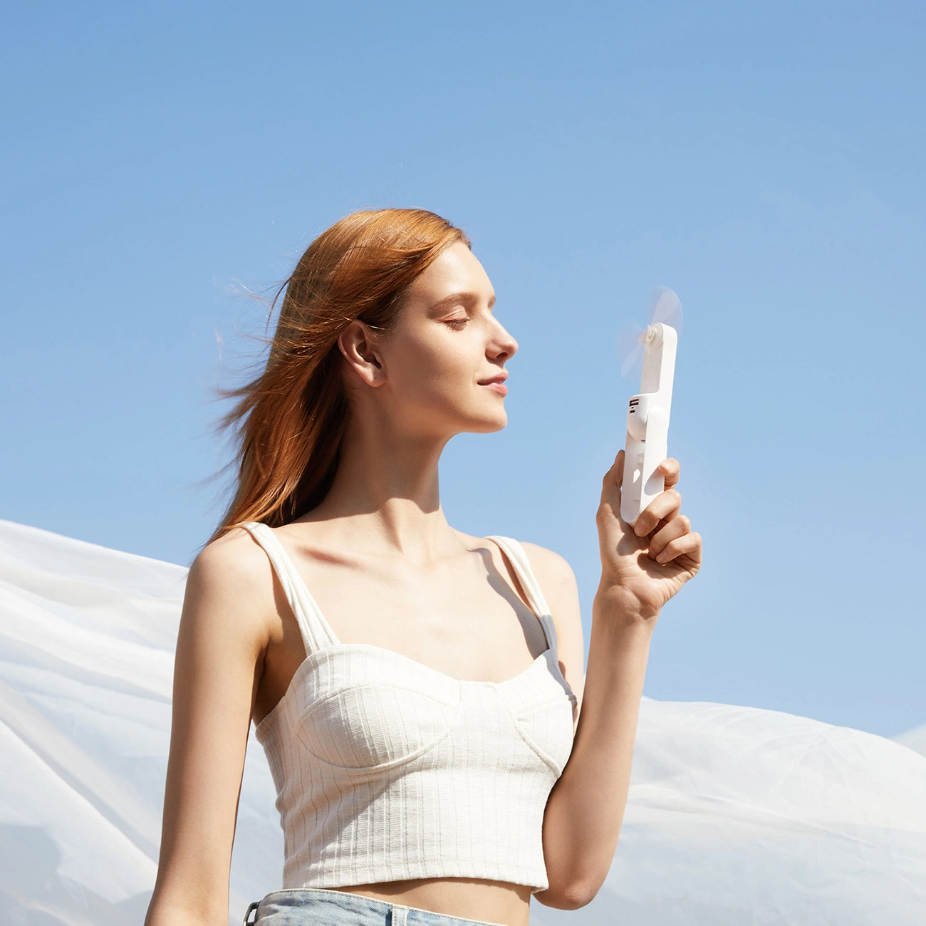 Jisulife Handheld Fan Life8 Portable USB Fan with Power Bank and Flashlight - White_5