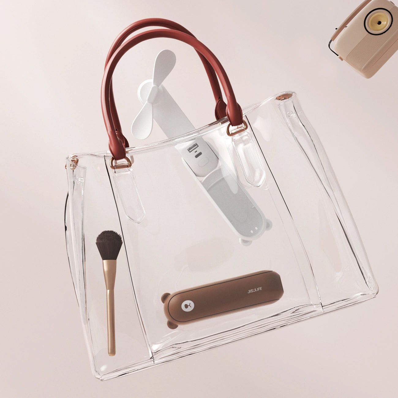 Jisulife Handheld Fan Life8 Portable USB Fan with Power Bank and Flashlight - Brown_9