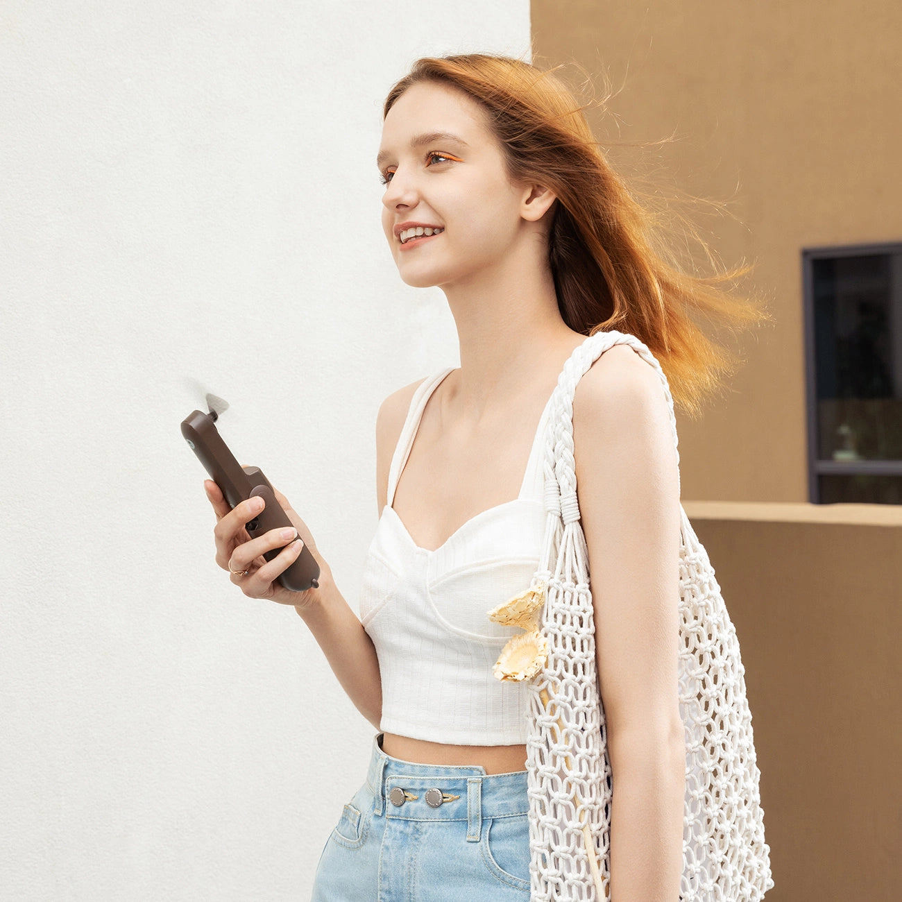 Jisulife Handheld Fan Life8 Portable USB Fan with Power Bank and Flashlight - Brown_8