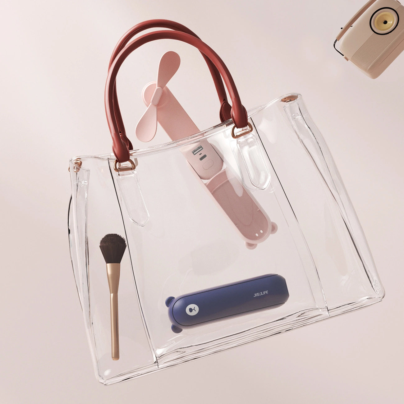 Jisulife Handheld Fan Life8 Mini Portable USB Fan with Power Bank and Flashlight - Blue_2